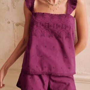 NWT Sezane Joséphine, Plum Pajama Set, US 12 / EU 14